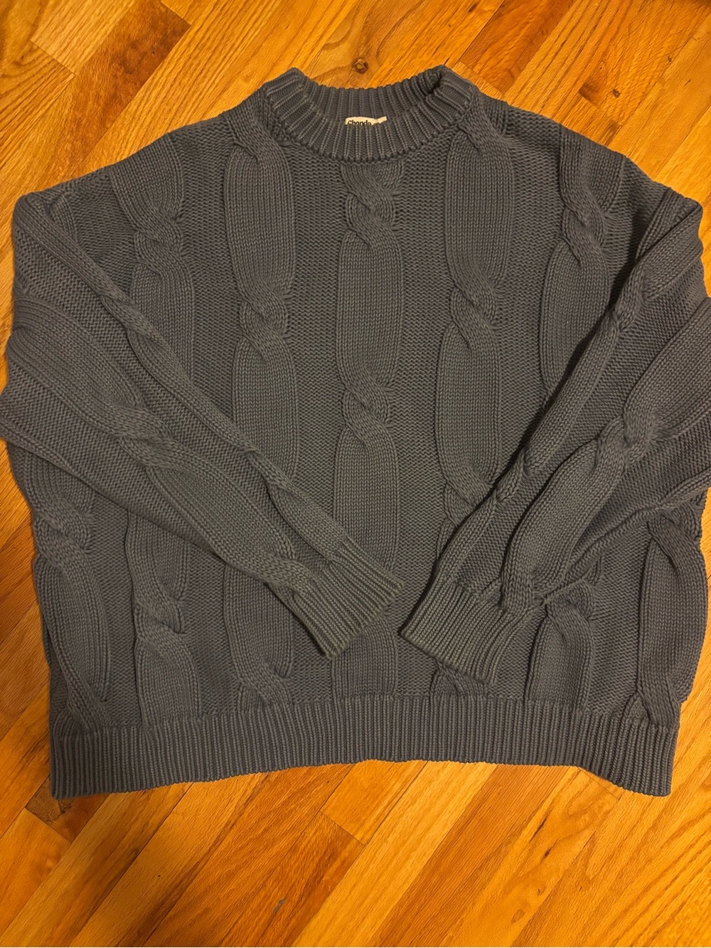 Ghanda Women’s Charcoal Cable Knit Crewneck Sweater